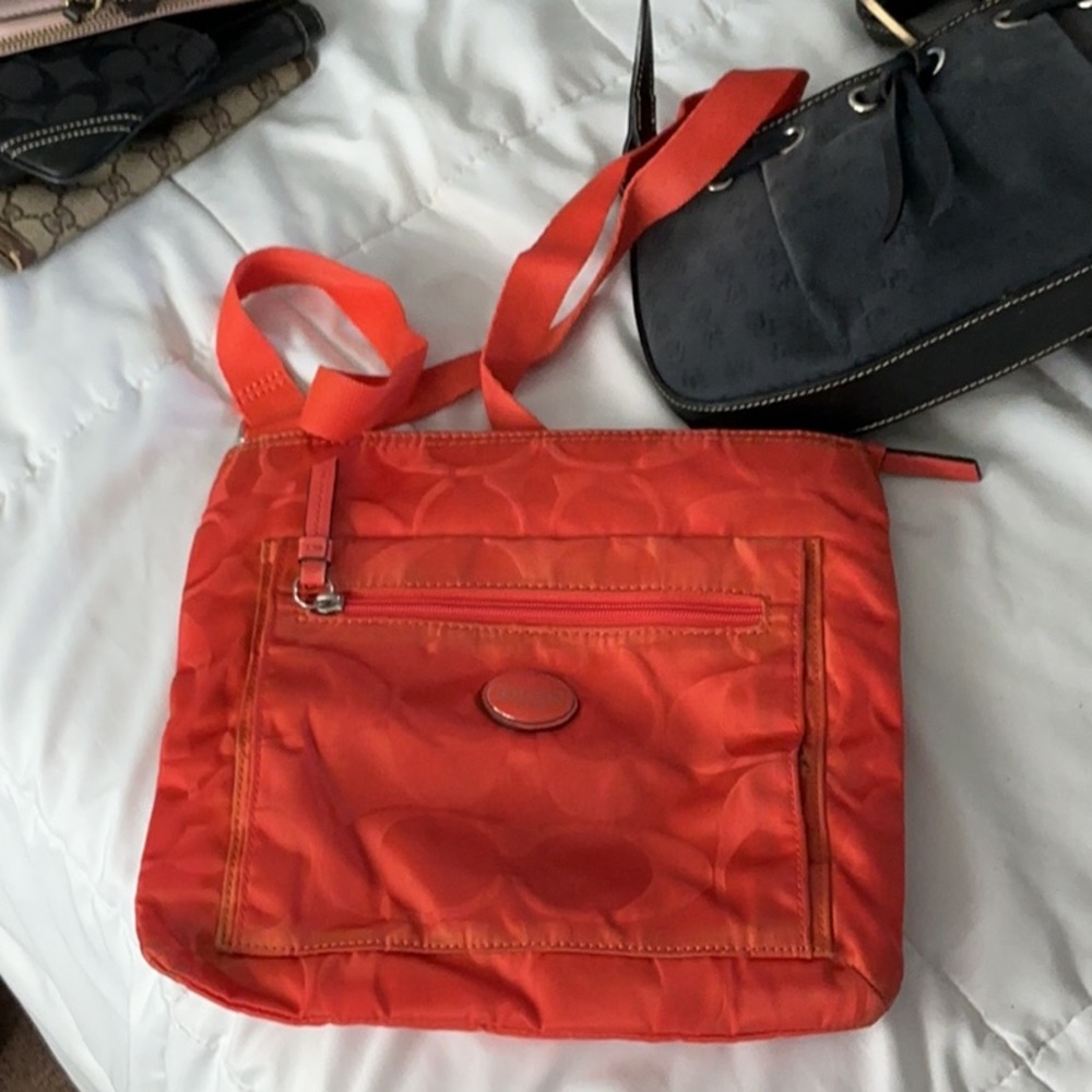 Stylish Orange Quilted Shoulder Bag